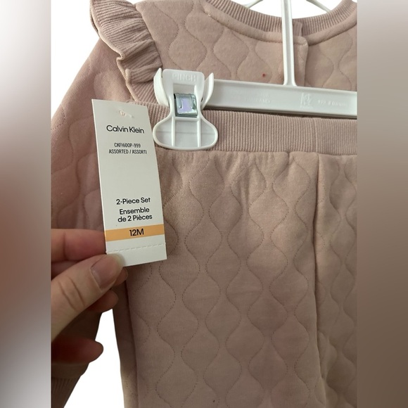 CK Calvin Klein Quilted Tan Baby 2 pc Outfit matching set size 12 months New - Picture 3 of 3